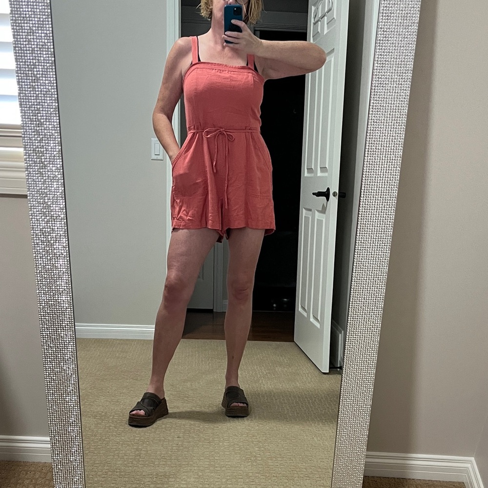 Old Navy Coral Romper with Adjustable Straps